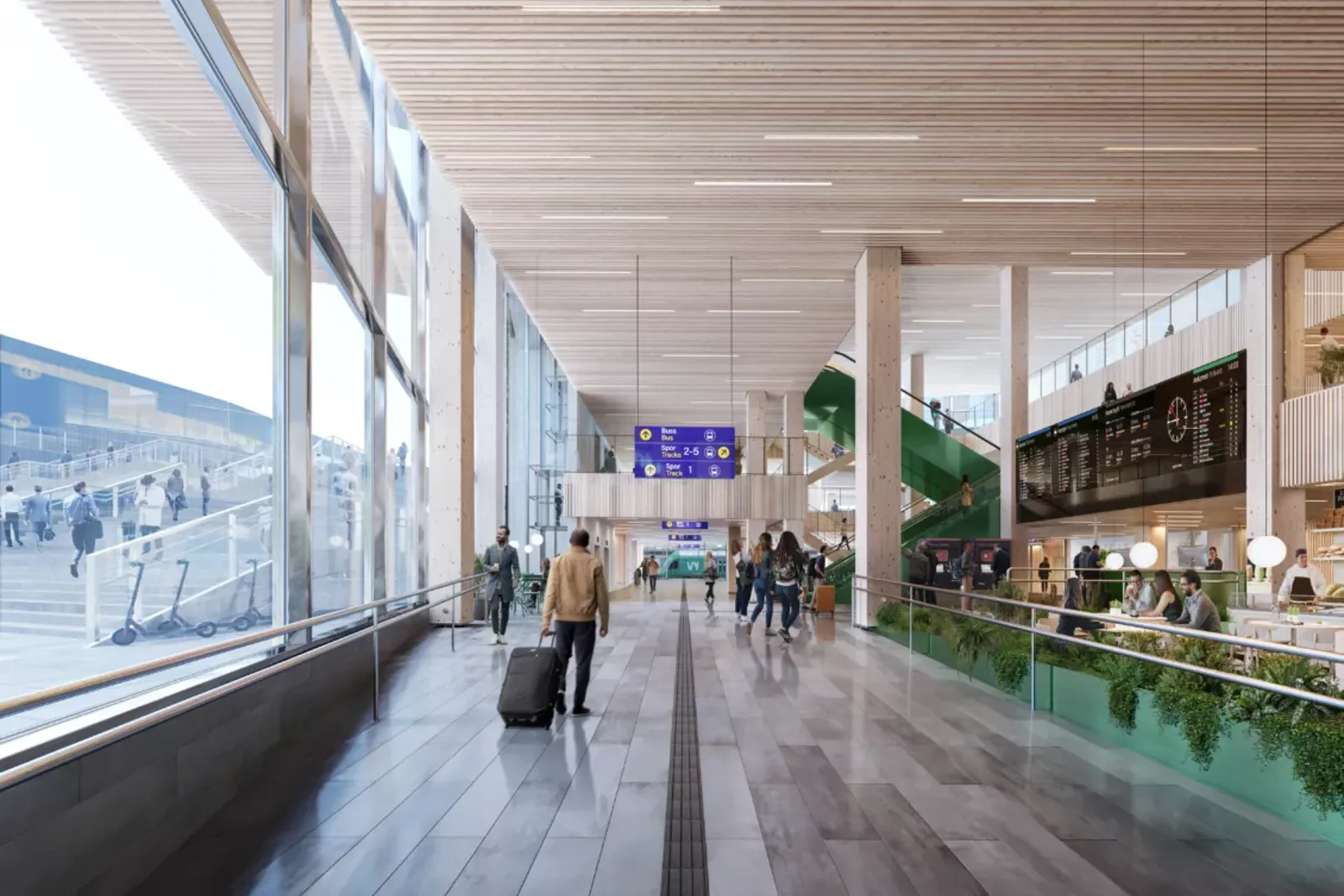 Trondheim stasjon skal få store lyse flater og store vinduer som slipper mye lys inn.