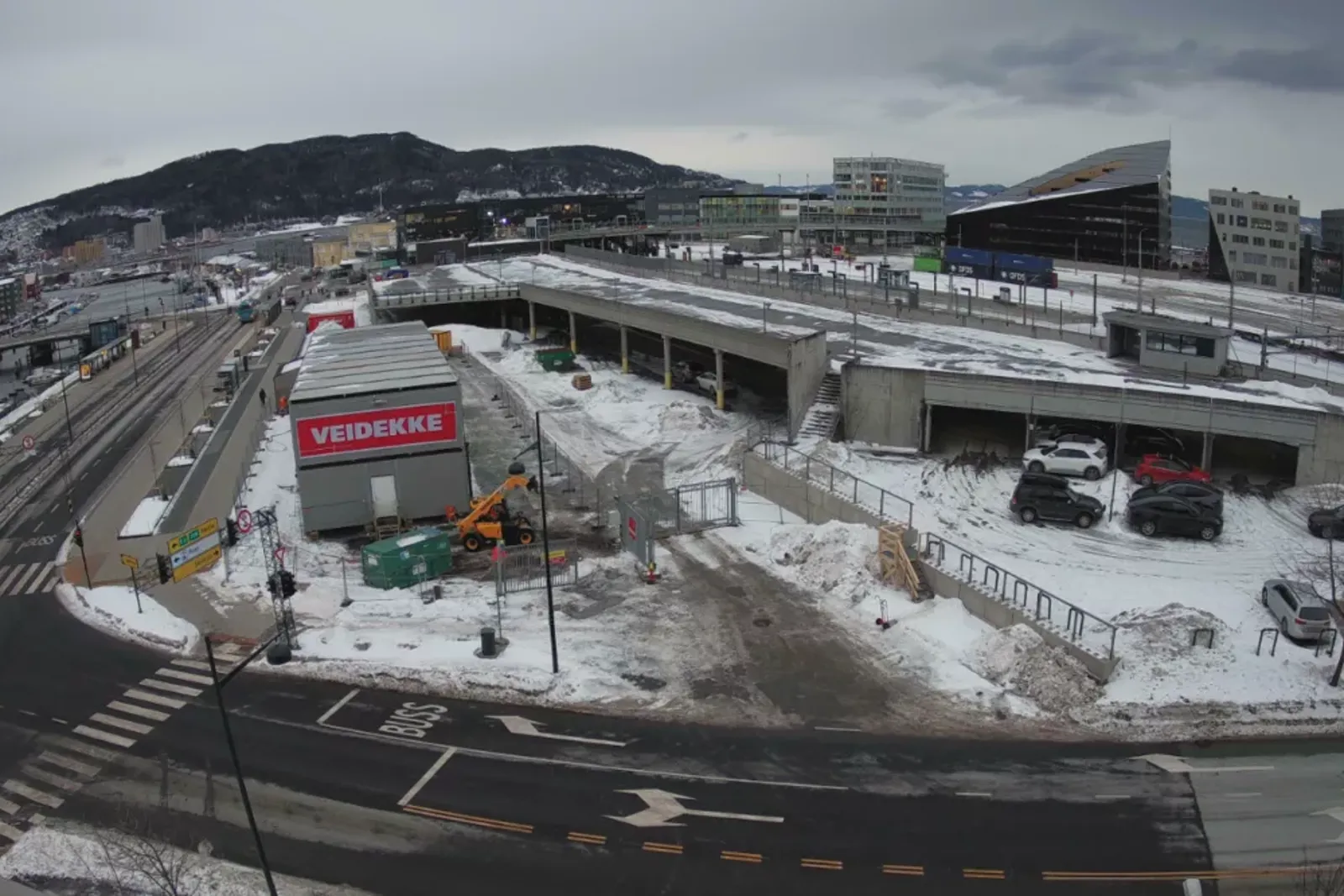 Oversiktsbilde fra webkamera over byggeplassen.