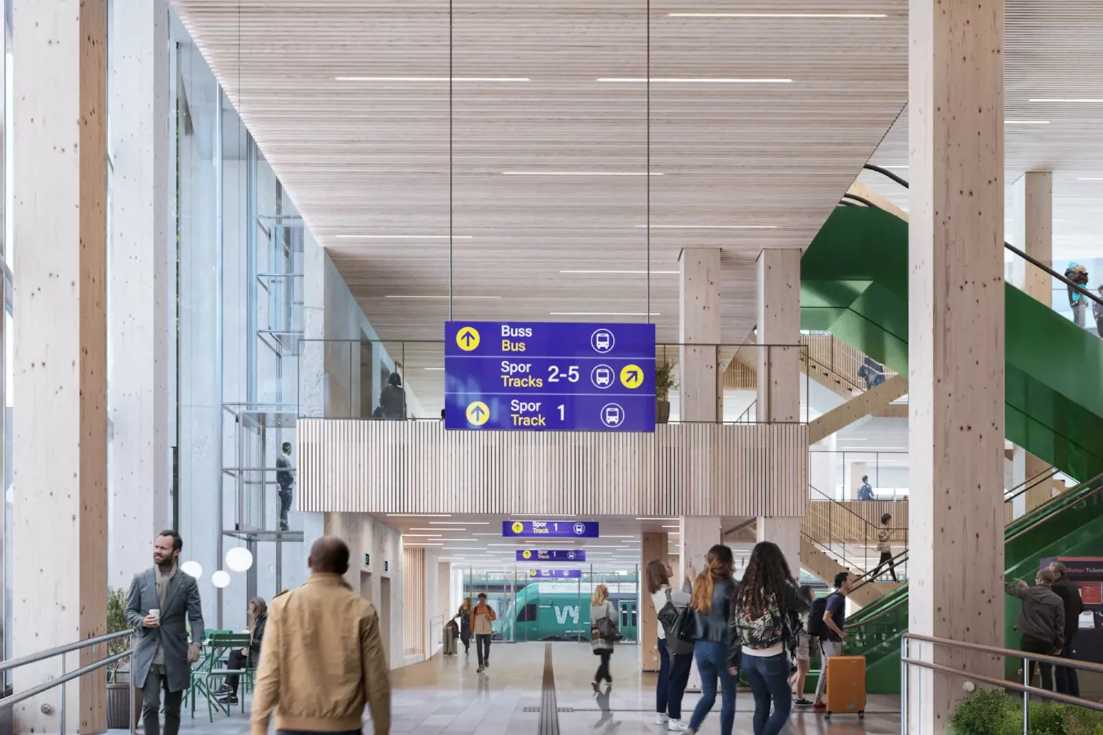 Illustrasjon av prosjektet, inne fra den nye stasjonen